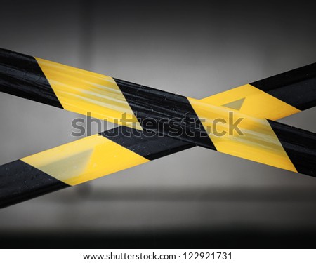 Black and yellow striped tapes. Restricted area border Royalty-Free Stock Photo #122921731