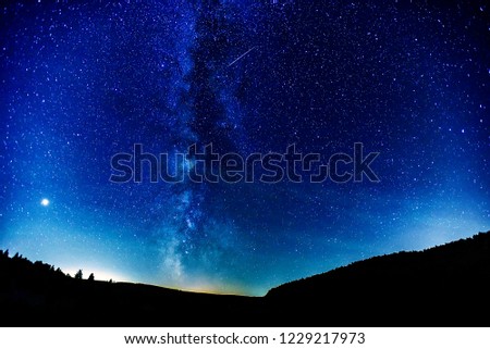 Perseid meteor shower 2018. Royalty-Free Stock Photo #1229217973