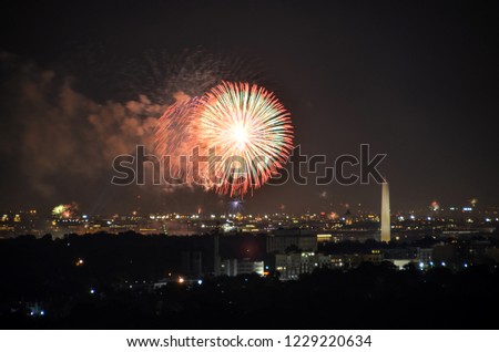 Fireworks in Washington, DC on the occasion of the US Independence Day