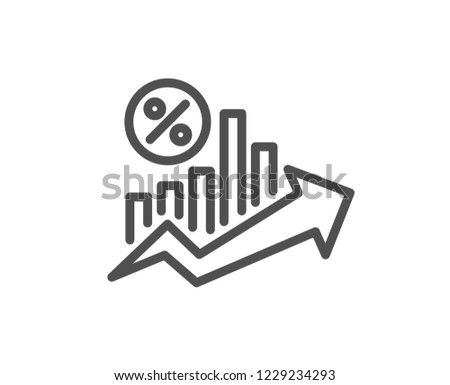 Loan percent growth chart line icon. Discount sign. Credit percentage symbol. Quality design flat app element. Editable stroke Loan percent icon. Vector