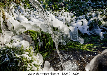 Beautiful icy spring in sunny day