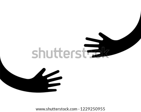 Human hands holding or embracing something logo sign. Creative emblem with arms in black color vector illustration. Unique logotype design template. Isolated on white Royalty-Free Stock Photo #1229250955