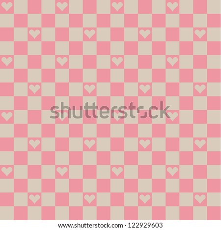 Seamless hearts gingham pattern