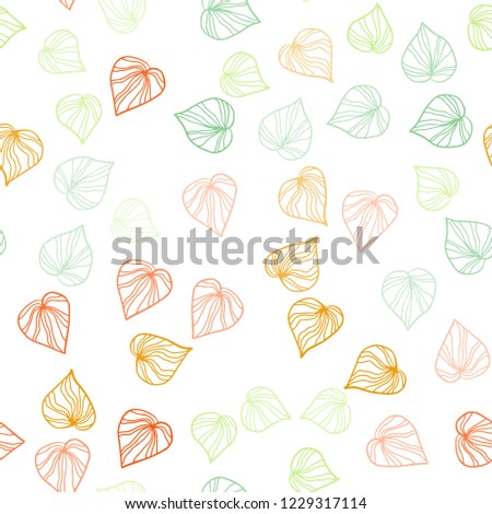 Light Green, Red vector seamless doodle template with leaves. Sketchy doodles with leaves on blurred background. Trendy design for wallpaper, fabric makers.