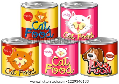 Set of canned pet food illustration