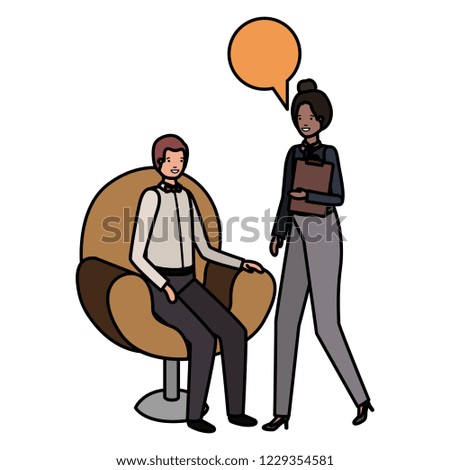 couple of business with speech bubble