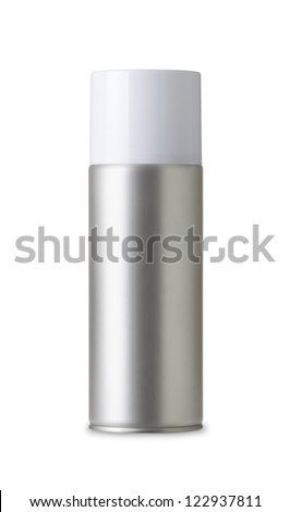Blank aluminum spray can isolated on white background, Aerosol Spray Can , Metal Bottle Paint Can Realistic photo image