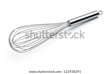 whisk or egg beater isolated on white Royalty-Free Stock Photo #122938291