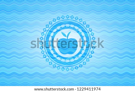 apple icon inside water wave style badge.