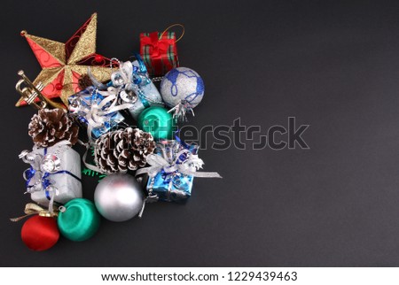 Decoration for Christmas with black backdrop.