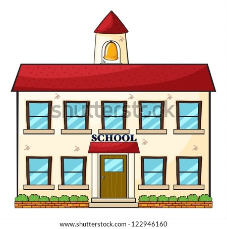 illustration of a school building on a white  background