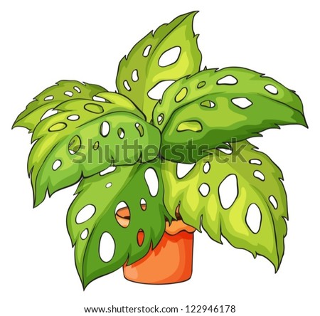 Illustration of a plant and a pot on a white background