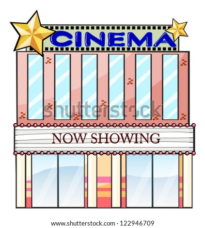 Illustration of a cinema theater building on a white background