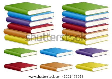 Set of different book colour illustration
