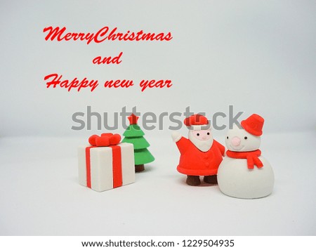merry Christmas and happy new year, Christmas's doll in many situation, happy life, gift, and greeting