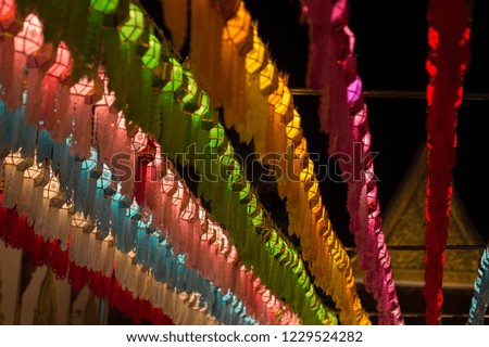 Colorful lamps During the festival in Thailand.