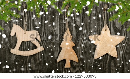 Christmas Decoration on natural Wood