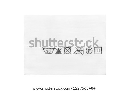 Textile care clothes label isolated over white