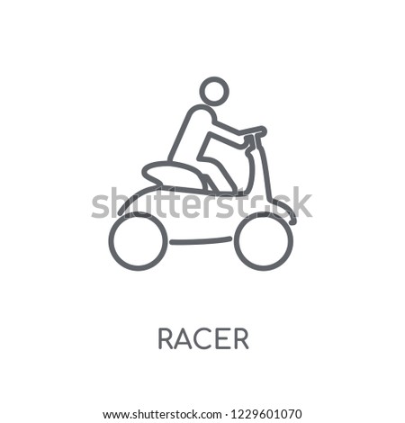 Racer linear icon. Modern outline Racer logo concept on white background from Professions collection. Suitable for use on web apps, mobile apps and print media.