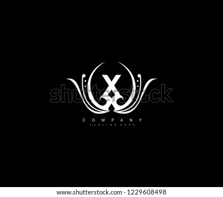 X letter linked monogram luxury rounded flourishes ornament logo