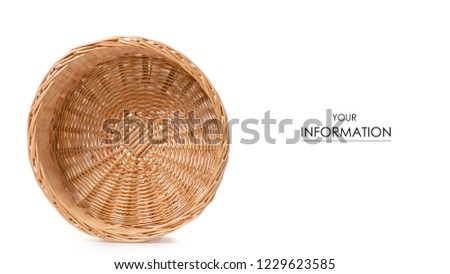 Wicker basket empty pattern on white background isolation