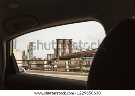 view on brooklyn bridge from the car