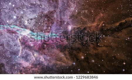 Nebula and galaxies in dark space. Open cluster. Elements of this image furnished by NASA.