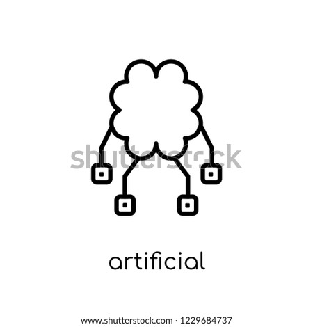 Trendy modern flat linear vector artificial intelligence icon on white background from thin line Future Technology collection, outline vector