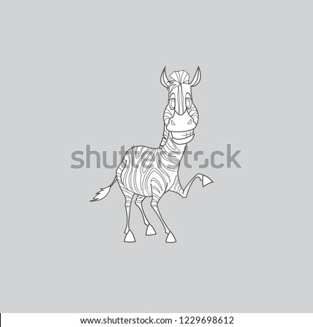 Zebra cartoon style isolated on gray background.Happy coloring book colorful for children.