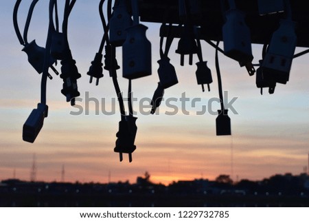 power points hanging in morning sunrise background