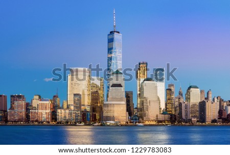 Manhattan skyline at night , New York City