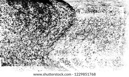 Grunge halftone dots pattern texture background.  Dotted black and white vector illustration. Abstract curves. Geometric spotted pattern. Monochrome template for web design, covers, web sites, banners