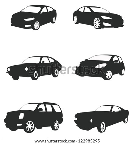 Sets of silhouette cars and on the road vehicle icon in isolated background, create by vector.