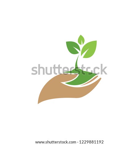 Hand holding plant graphic design template vector illustration
