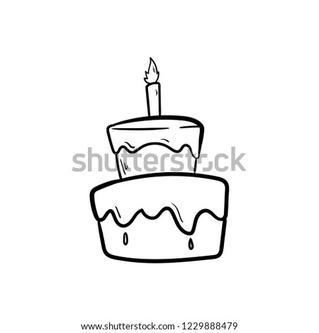 cute cake doodle vector 