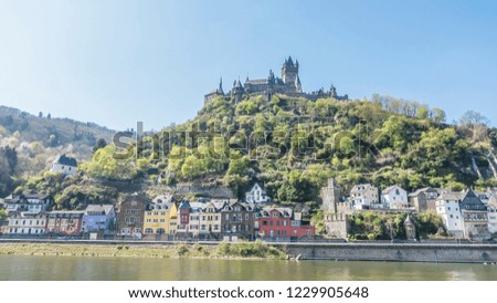 Picture of Cochem Castle from river Mosel during daytime in summer 2017