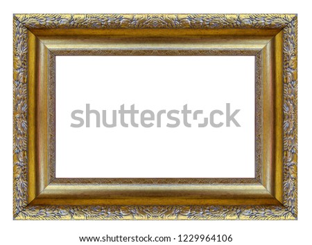 Vintage golden frame on a white background, isolated