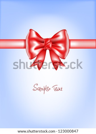 Greeting card with red bow. Vector illustration
