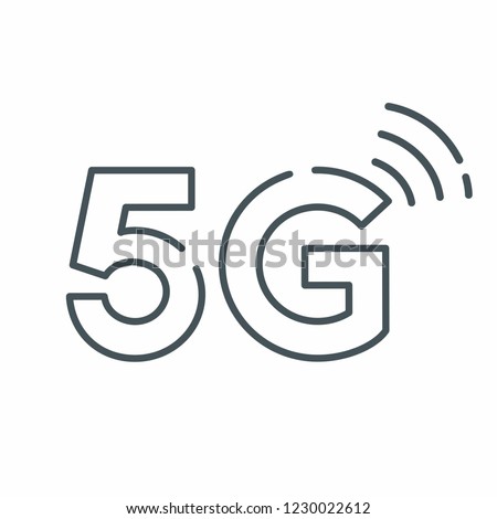 5g. Vector technology icon network sign 5G. Illustration 5g internet symbol in flat line minimalism style. Royalty-Free Stock Photo #1230022612