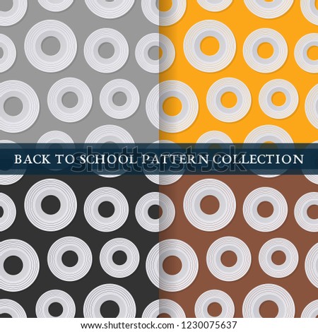 set back to school seamless pattern with fall masking tape in paper cut art style. vector texture illustration on colorful background. template for textile fabric design, wrapping, web page wallpaper