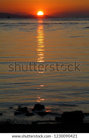 sunset in the aegean sea