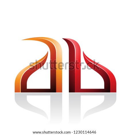 Vector Illustration of Orange and Red Bow-like Embossed Letters of A and B isolated on a White Background