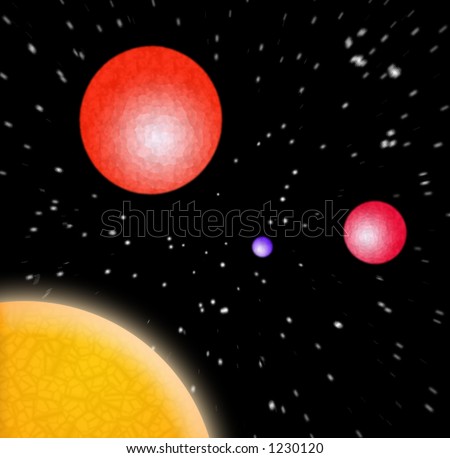 A 3d illustration of some planets in outer space.