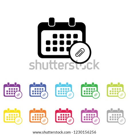 An Illustrated Icon in an array of colours on a White Background -  Rounded Calendar Attach