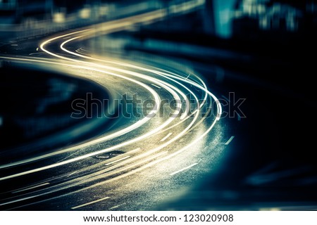 the light trails on the steet in shanghai china. Royalty-Free Stock Photo #123020908