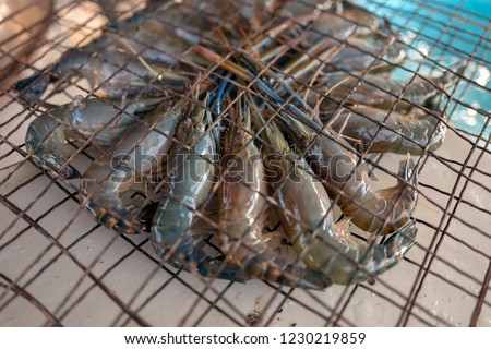 Big river prawns are used for cooking.