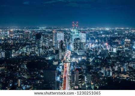 Aerial view of Tokyo city night scene