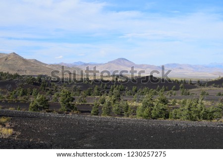 Scenic landscape from atop the inferno cone in craters of the moon national monument, idaho, usa