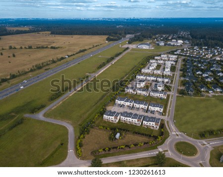 Modern houses district. Exteriors. Aerial view.