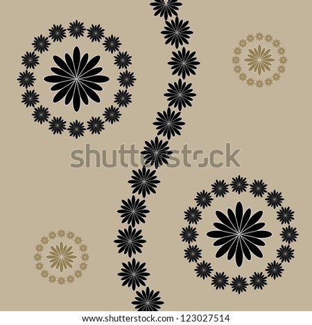 Abstract flowers on brown background.vector
